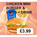 Chicken Mini burger & Chips, Drink